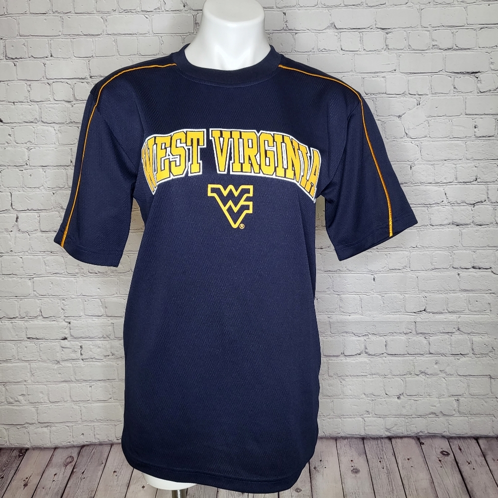 WVU West Virginia Jersey T-Shirt Blue and Gold Size M